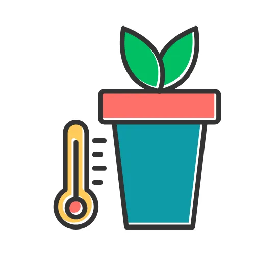 Farm Houses: Shade-net & Greenhouse Farming in Kenya 16 An icon of a temperature thermometer next to a plant vase, represents automated irrigation control.
