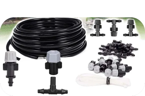 Drip Irrigation Systems in Kenya 1 A set of drip irrigation tools, including a drip pipe, buttons, and connectors. Title: Caption: Description: