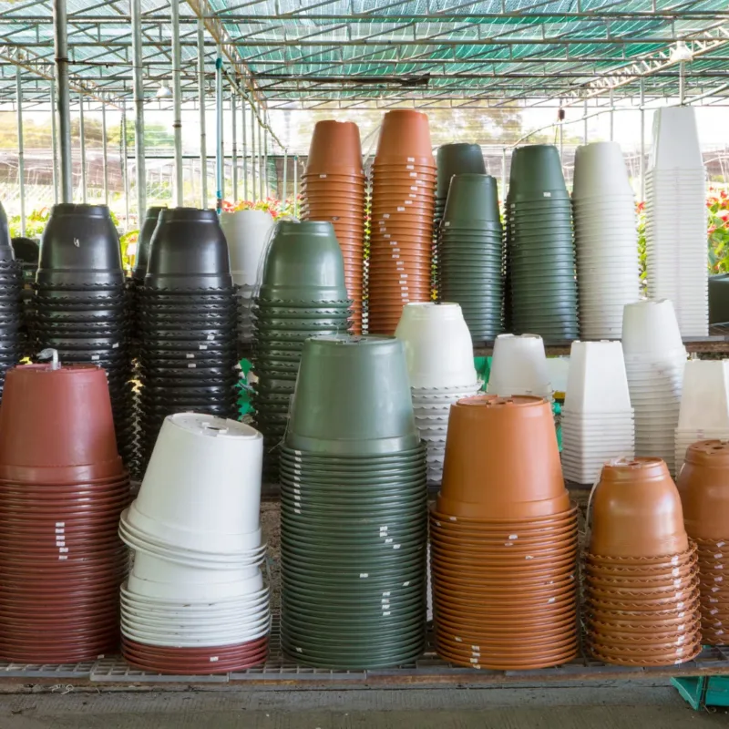 A variety of colorful planting pots available at Alpha Hydroponics Kenya.